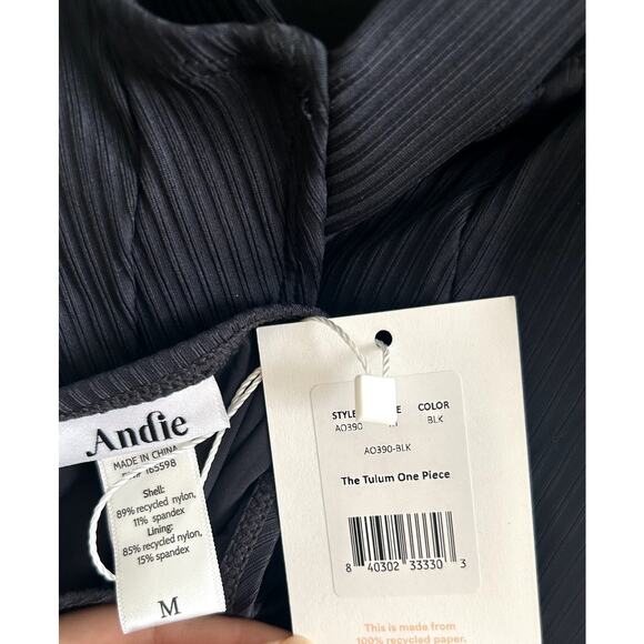 Andie Swim The Tulum Ribbed One Piece in Black Medium NWT - Picture 6 of 9